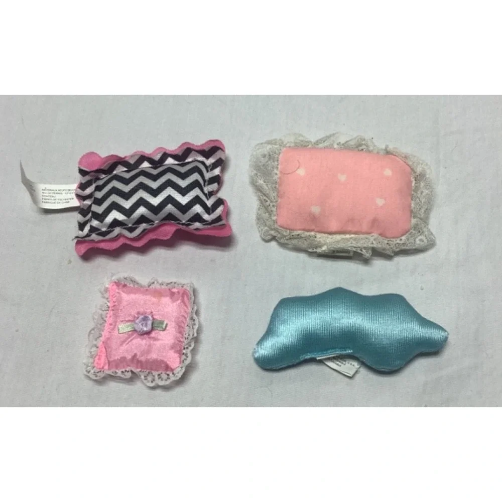 Lot of Barbie Bedding Pillows Pink Polka Dot Lace Vtg Newer Accessories Bedroom